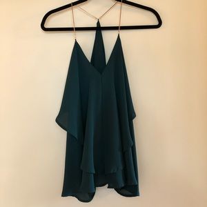 Sheer Backless Top with Gold Chain Accent